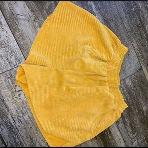 yellow corduroy shorts